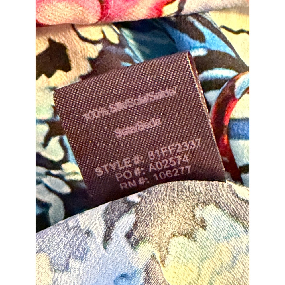 Hale Bob 100% Silk Tunic Blouse M Blue Floral Koi Fish Geisha - Picture 5 of 6